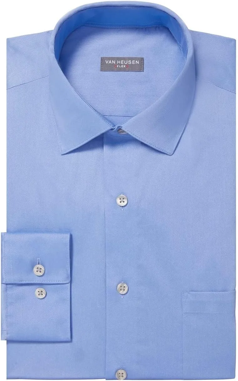 Van Heusen Men's Dress Shirt Regular Fit Ultra Wrinkle Free Flex Collar Stretch Solid