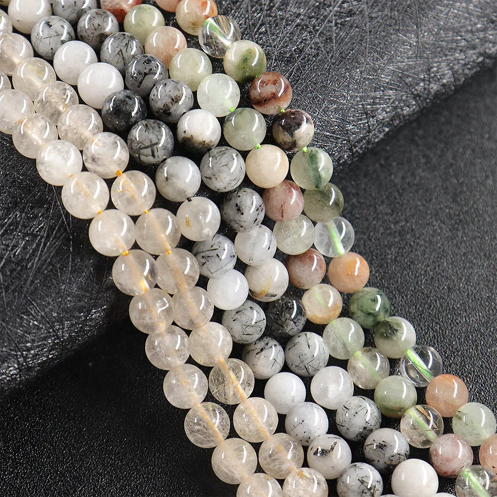 Wholesale Natural Hair Crystal Gold Jade Agate Round Scattered Beads