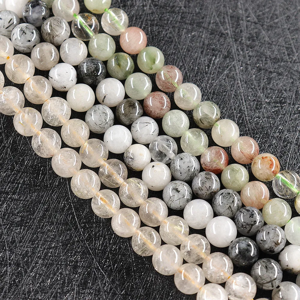 Wholesale Natural Hair Crystal Gold Jade Agate Round Scattered Beads