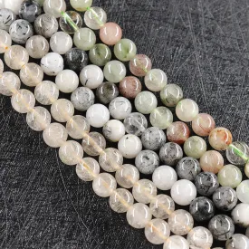 Wholesale Natural Hair Crystal Gold Jade Agate Round Scattered Beads