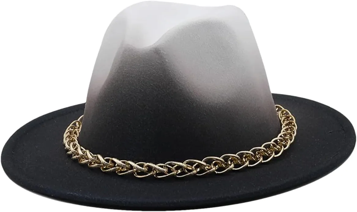 Women Men Winter Autumn Chain Woolen Fedoras Top Hat Jazz Caps Bowler Hats