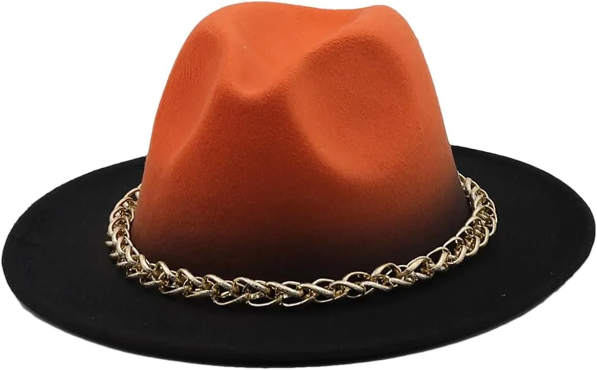 Women Men Winter Autumn Chain Woolen Fedoras Top Hat Jazz Caps Bowler Hats