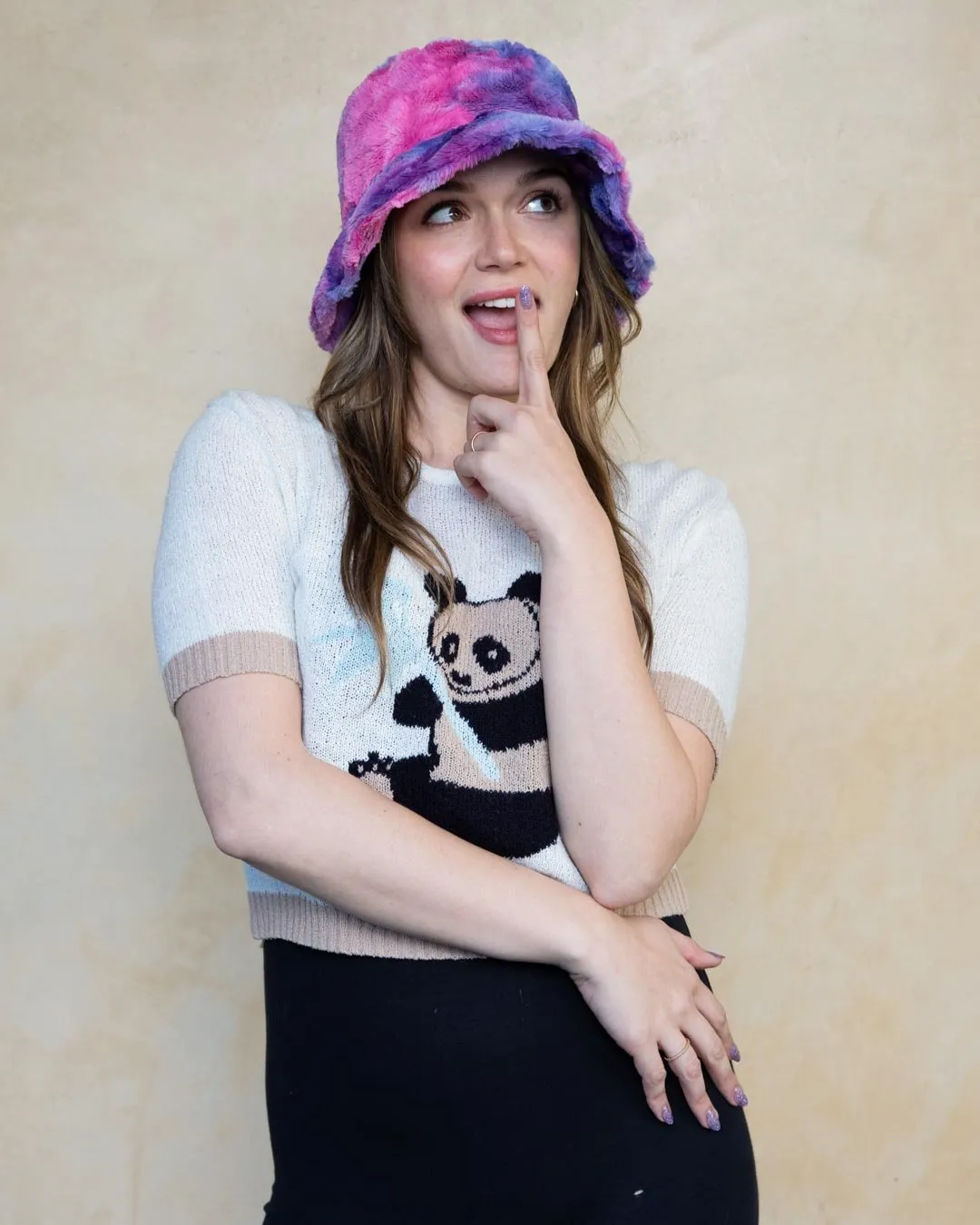 Women's Fur Bucket Hat | Tie-Dye Cotton Candy