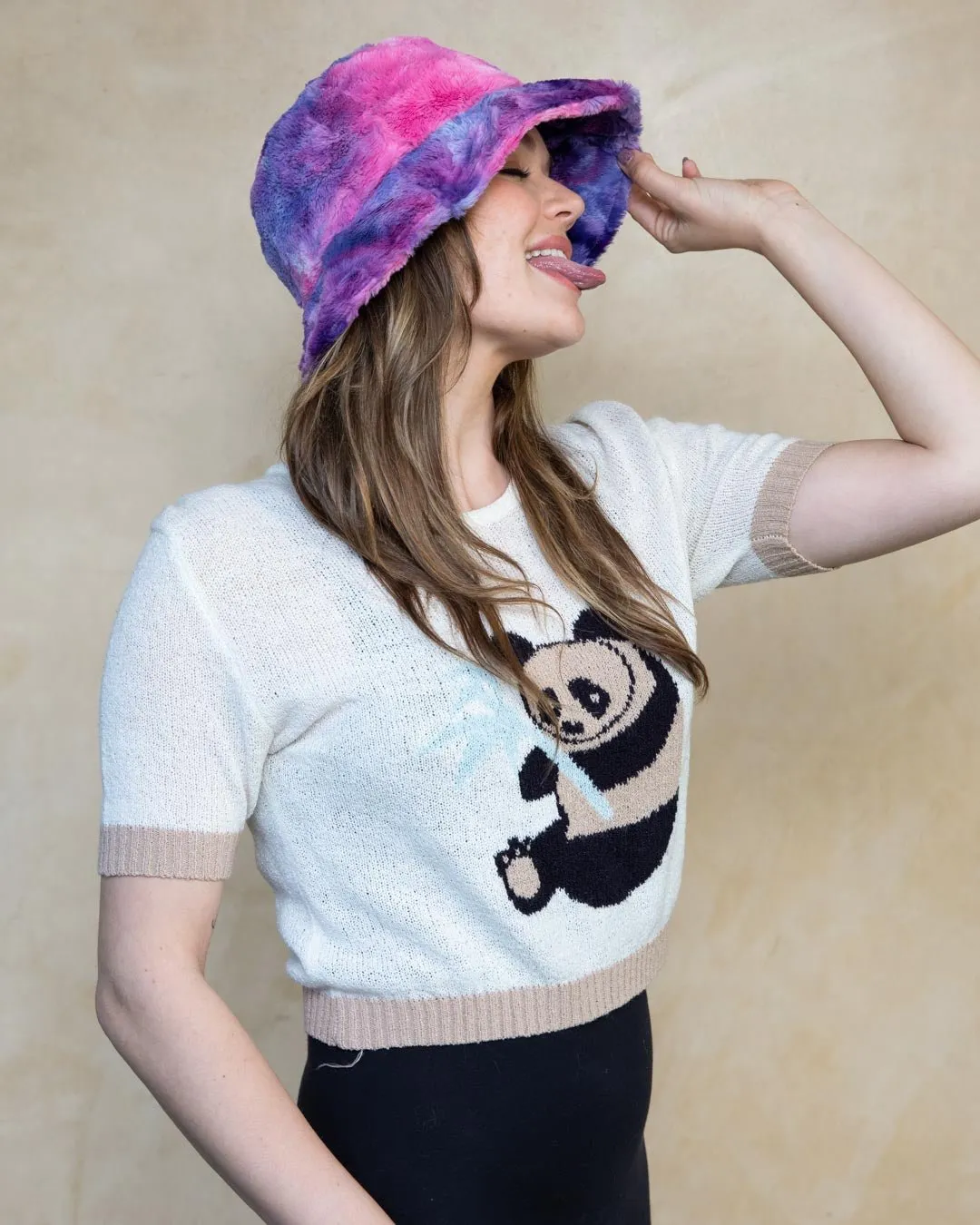 Women's Fur Bucket Hat | Tie-Dye Cotton Candy