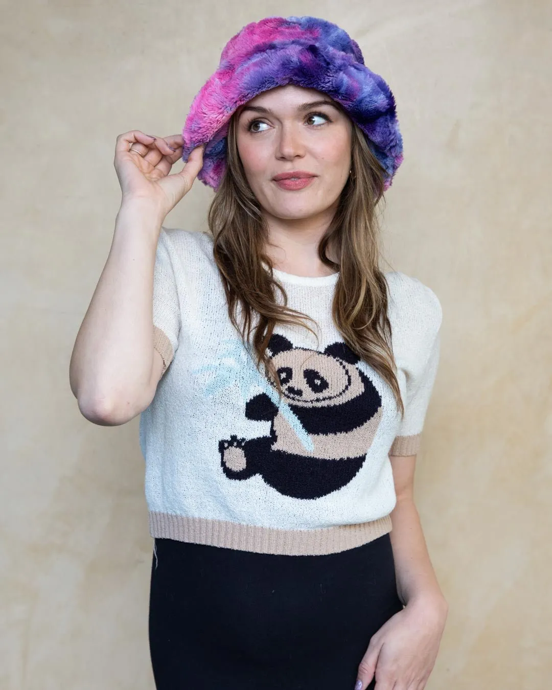 Women's Fur Bucket Hat | Tie-Dye Cotton Candy