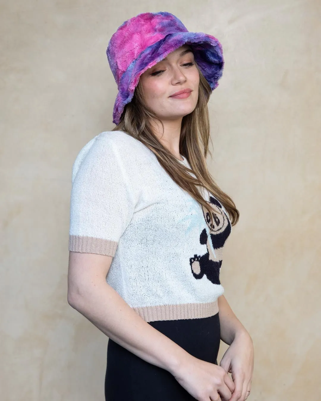 Women's Fur Bucket Hat | Tie-Dye Cotton Candy