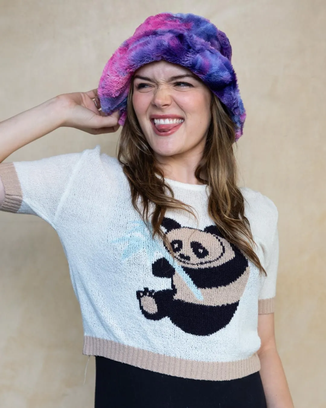 Women's Fur Bucket Hat | Tie-Dye Cotton Candy