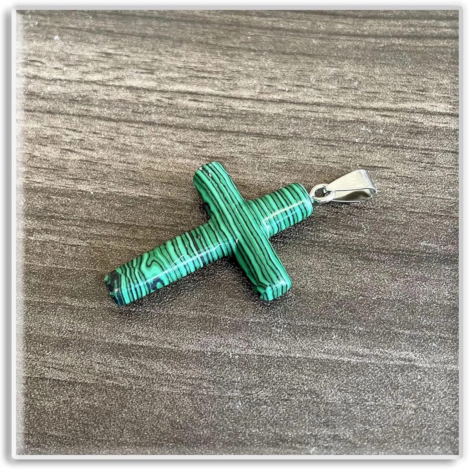 Xusamss Fashion Natural Stone Cross Pendant Necklace,24inches Box Chain