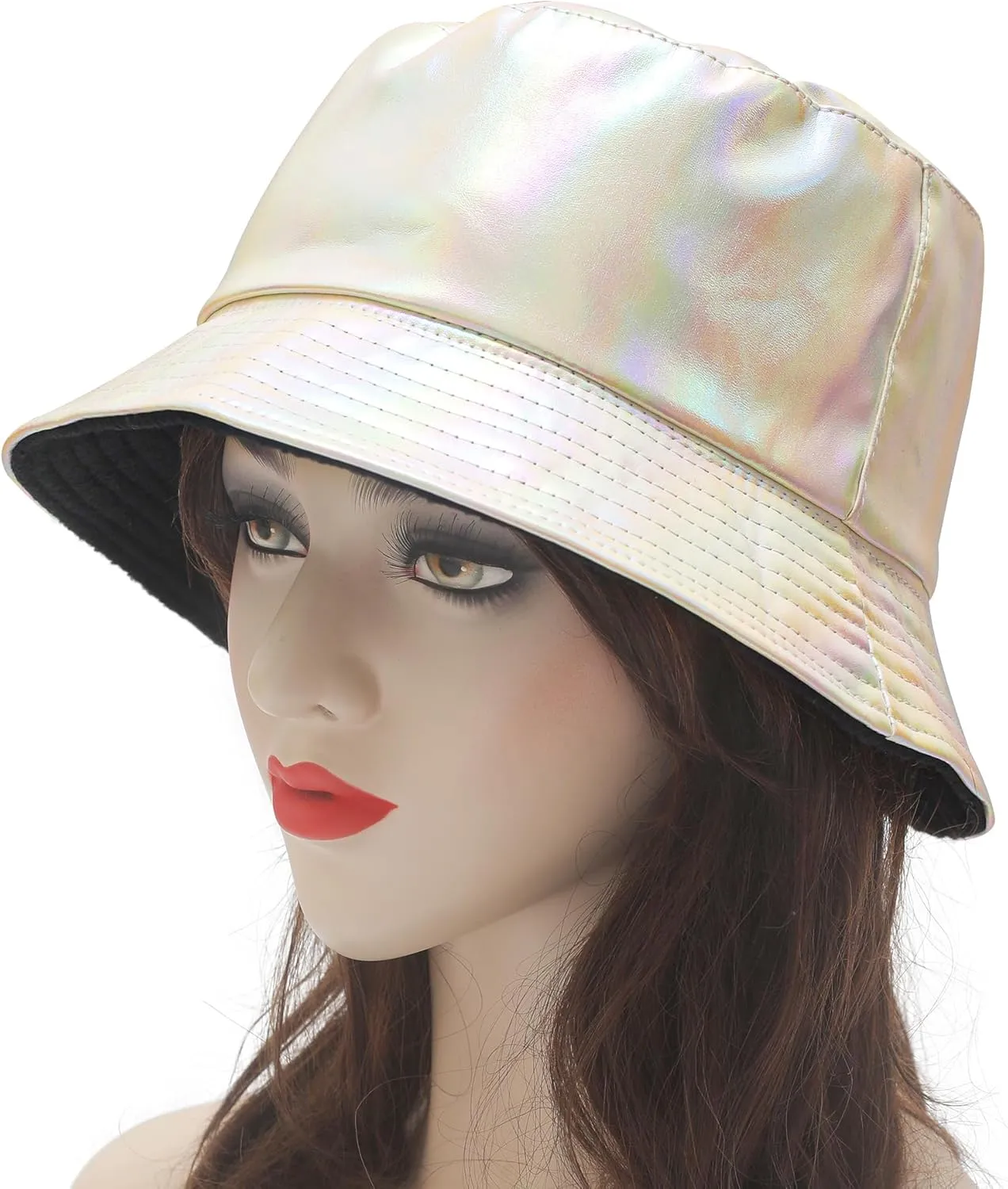 ZLYC Unisex Fashion Bucket Hat PU Leather Rain Hat Waterproof Fishmen Cap